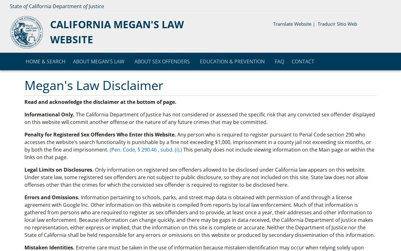 Barstow people directories California Megan's Law registry