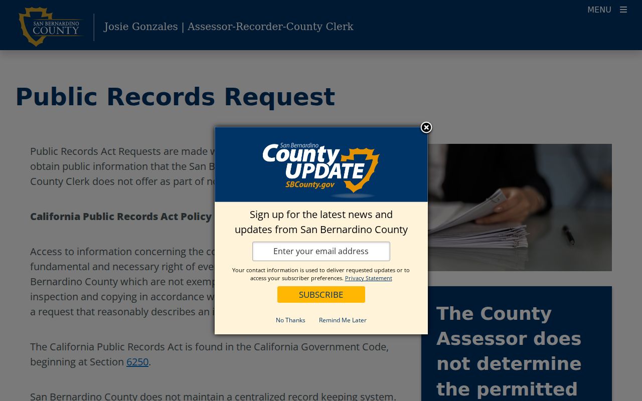 Barstow public records ARC public records request page