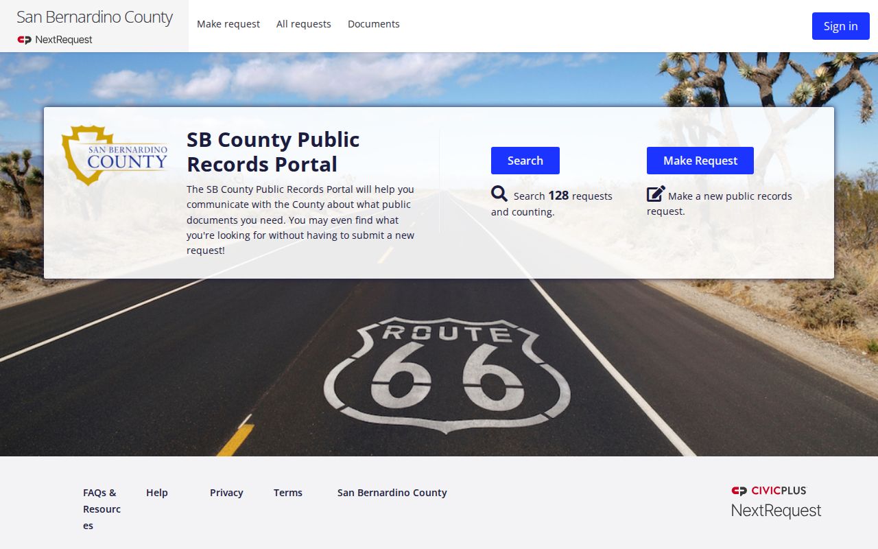 Barstow public records San Bernardino County NextRequest portal