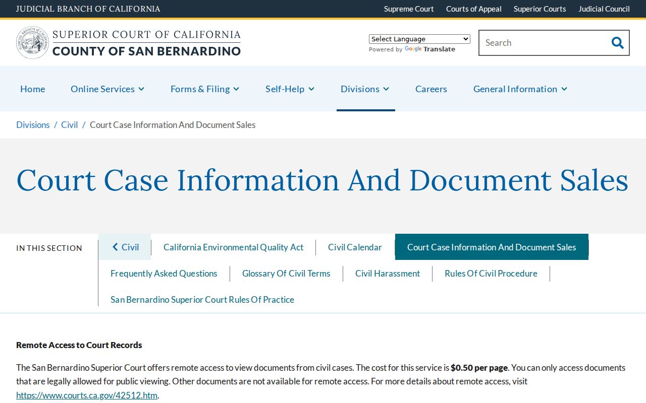 Barstow public records Superior Court civil document access
